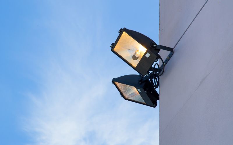 Empire Electric-installed outdoor security lighting in Morgan Hill, enhancing home safety with energy-efficient floodlights at twilight.